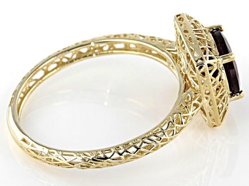 1.31ct Round Grape Color Garnet Solitaire 10k Yellow Gold Filigree Ring - Size 9
