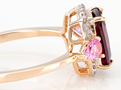 2.07ct Grape Color Garnet with .40ctw Pink Spinel And .11ctw White Zircon 10k Rose Gold Ring - Size 8