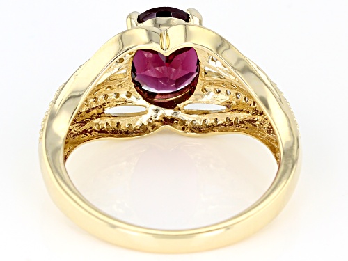 1.62ct Oval Grape Color Garnet With .19ctw Round Champagne Diamonds 10k Yellow Gold Ring - Size 7