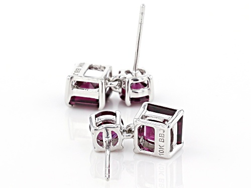 3.62ctw Round And Octagon Grape Color Garnet Rhodium Over 10k White Gold Earrings