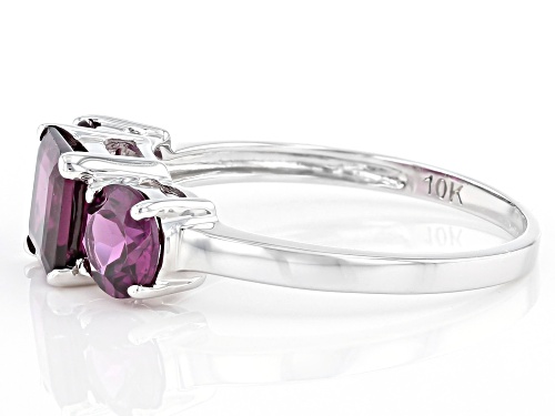 2.36ctw Round And Octagon Grape Color Garnet Rhodium Over 10k White Gold Ring - Size 7