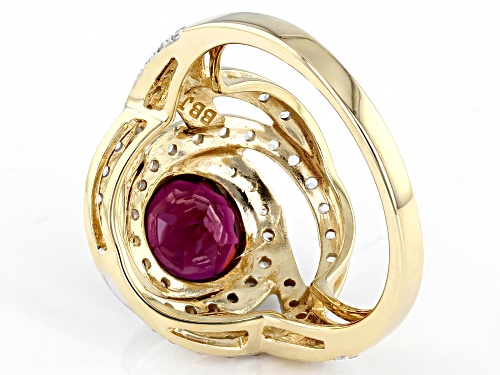 2.04ct Round Grape Color Garnet With 0.51ctw  Round White Zircon 10k Yellow Gold Ring - Size 7