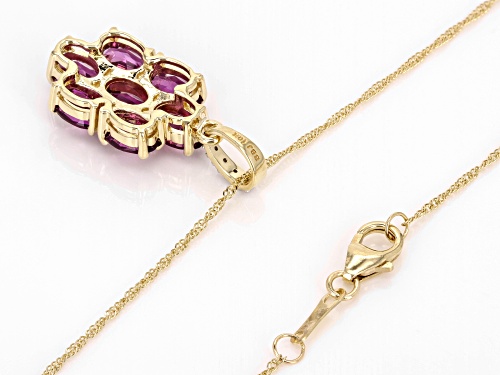 3.52ctw Grape Color Garnet With 0.01ctw White  Diamond Accent 10k Yellow Gold Pendant With Chain