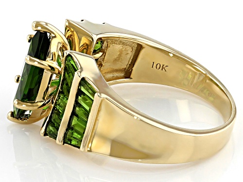 2.63ctw Marquise, Tapered Baguette And Baguette Chrome Diopside 10k Yellow Gold Ring - Size 6