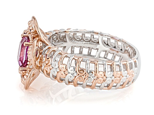 1.66ctw Pink Topaz, Rhodolite Rhodium & 18k Rose Gold Over Palladium Sterling Silver Ring - Size 10