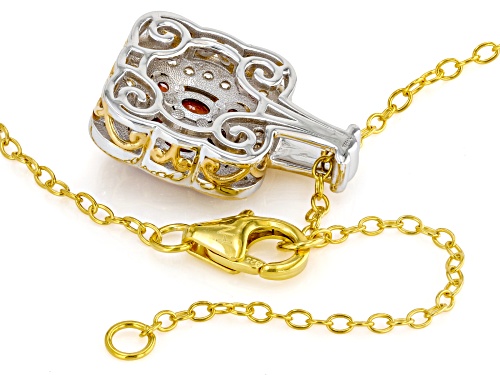 1.67ctw Ruby, White Zircon Rhodium/24k Yellow Gold Over Palladium Sterling Silver Pendant With Chain