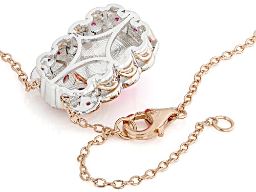 3.62ctw Ethiopian Pink Opal, Amethyst, Sapphire Rhodium/18k Gold Over Palladium Silver Pendant/Chain
