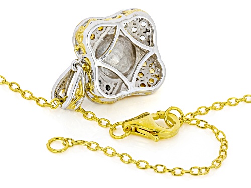 2.19ctw Bi-Color Ethiopian Opal, Multi-Gems Rhodium/24k Gold Over Palladium Silver Pendant/Chain