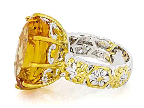 17.73ct Rio Grande Citrine Rhodium & 24k Yellow Gold Over Palladium Sterling Silver Ring - Size 9