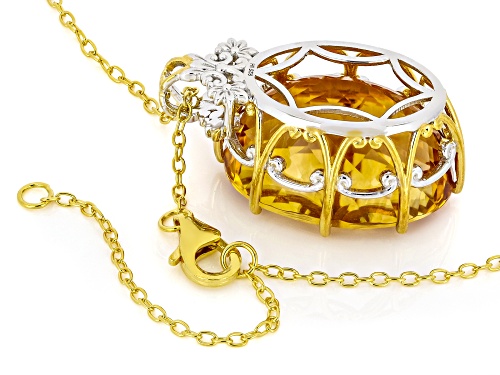 35.82ct Rio Grande Citrine Rhodium & 24k Gold Over Palladium Sterling Silver Pendant With Chain