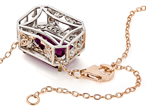 9.67ctw Pink Fluorite, White Zircon Rhodium/24k Gold Over Palladium Sterling Silver Necklace - Size 18