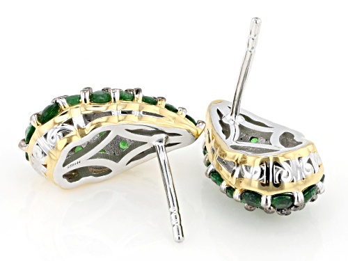 2.00ctw Tsavorite Rhodium & 24k Gold Over Palladium Sterling Silver Earrings