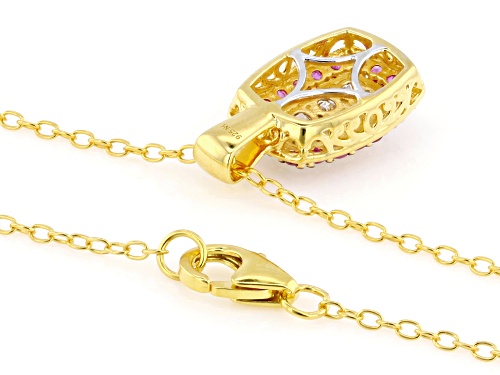 1.18ctw Lab Grown Diamond & Ruby Rhodium/24k Gold Over Palladium Silver Pendant/Chain