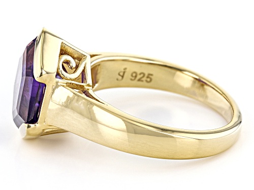 4.05ct Hexagon Cut African Amethyst 18k Yellow Gold Over Sterling Silver Solitaire Ring - Size 6
