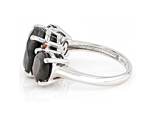8.68ctw Silver Sheen Sapphire And 0.06ctw Andalusite Rhodium Over Sterling Silver Ring - Size 7