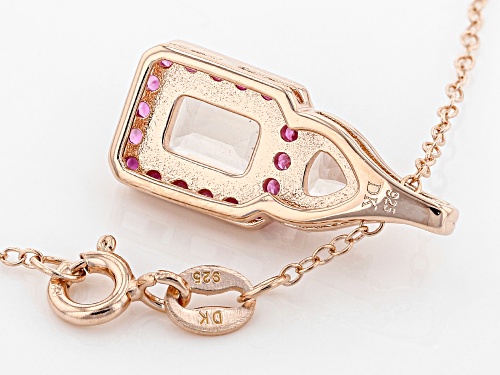 1.24CTW MORGANITE, PINK SAPPHIRE AND WHITE ZIRCON 18K ROSE GOLD OVER SILVER PENDANT WITH CHAIN