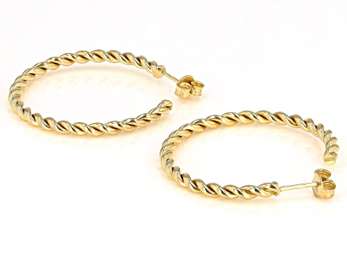 Oro Divino 14K Yellow Gold with Sterling Silver Core Torchon Tube Hoop Earrings
