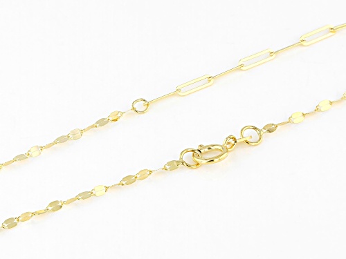 Splendido Oro™ 14k Yellow Gold Paperclip & Valentino Station Link 18 Inch Chain - Size 18