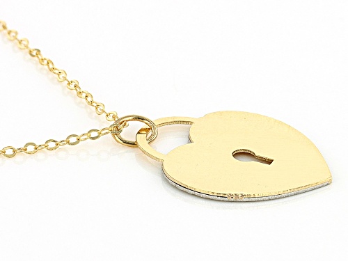 Splendido Oro™ 14k Two-Tone Heart Lock 18 Inch Necklace - Size 18