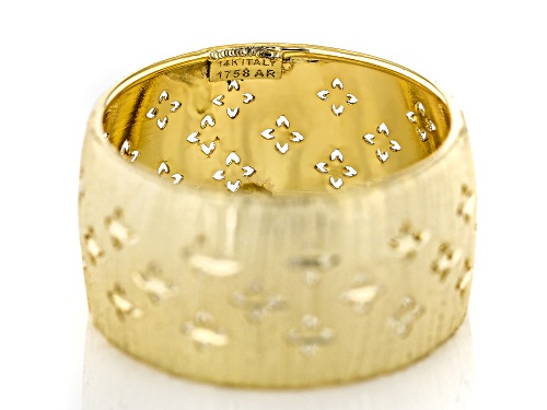 Stefano Oro® 14k Yellow Gold 10.5mm Clover Pattern Band Ring - Size 7