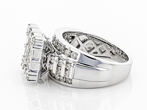1.75ctw Round, Princess Cut And Baguette White Diamond Platinum Quad Ring - Size 8