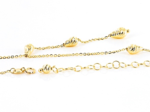 Splendido Oro™ 14k Yellow Gold Diamond Cut Bead Drop 18 Inch Plus 2 Inch Extender Necklace - Size 18