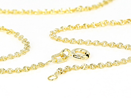 14k Yellow Gold Glitter Rolo 20 inch Chain Necklace - Size 20