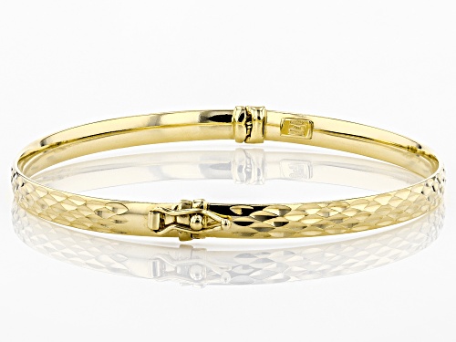 Splendido Oro™ Divino 14K Yellow Gold With Sterling Silver Core Diamond Cut Bangle Bracelet - Size 7.25