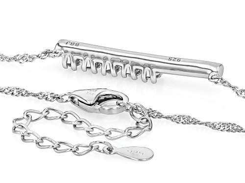 0.70ctw Round White Zircon Rhodium Over Sterling Silver Bar Necklace - Size 18