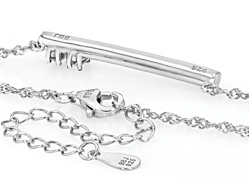 0.28ctw Round White Zircon Rhodium Over Sterling Silver Bar Necklace - Size 18