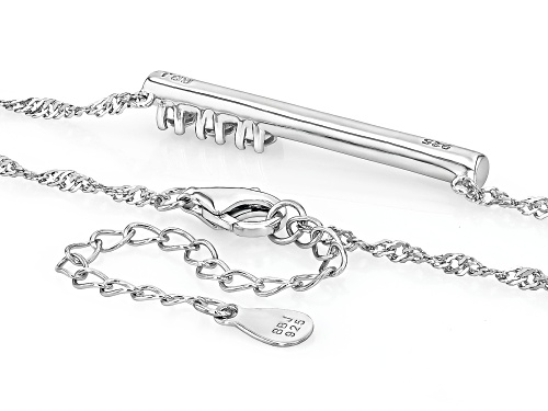 0.55ctw Round White Zircon Rhodium Over Sterling Silver Bar Necklace - Size 18