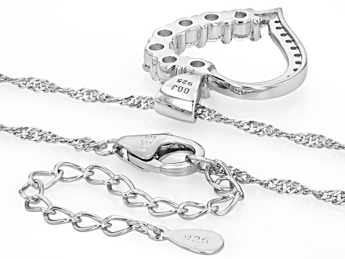 0.23ctw Round White Zircon With 0.14ctw White Diamond Rhodium Over Sterling Silver Pendant W/Chain