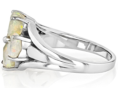 1.62ctw Heart Shape Ethiopian Opal Rhodium Over Sterling Silver Ring - Size 7
