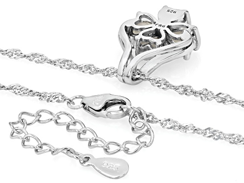 0.88ctw Heart Shape Ethiopian Opal Rhodium Over Sterling Silver Pendant with Chain