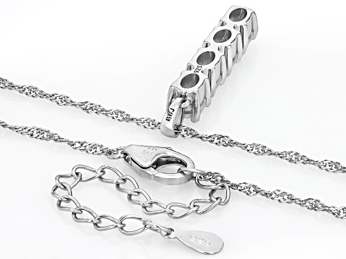 1.40ctw Round White Zircon Rhodium Over Sterling Silver Pendant with Chain