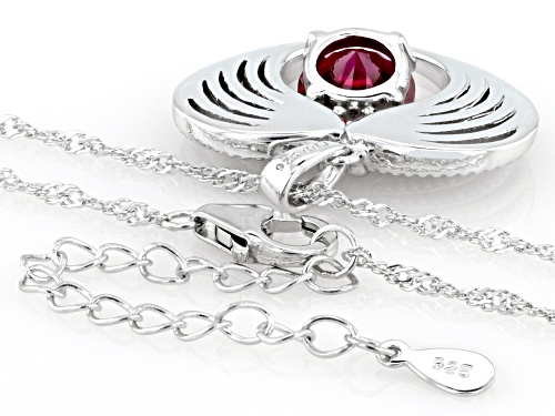 2.24ct Round Lab Created Ruby Rhodium Over Sterling Silver Pendant with Chain