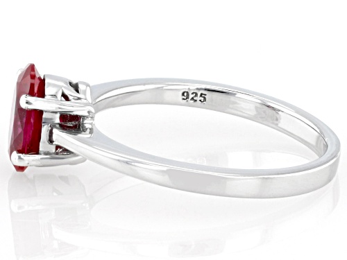 1.41ct Oval Lab Created Ruby Rhodium Over Sterling Silver Ring - Size 9