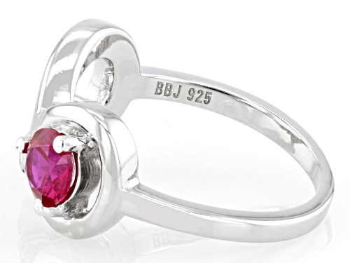 0.55ct Round Lab Created Ruby Rhodium Over Sterling Silver 