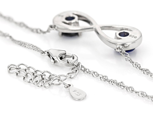 1.14ctw Lab Created Blue Sapphire Rhodium Over Sterling Silver Pendant with Chain