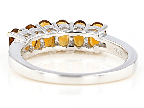 1.12CTW OVAL Madeira Citrine with .01ctw round diamond accent rhodium over silver band ring - Size 7
