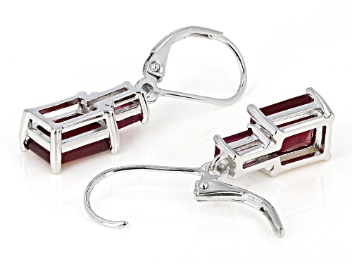 5.02ctw Emerald Cut Mahaleo(R) Ruby Rhodium Over Sterling Silver 2-Stone Dangle Earrings