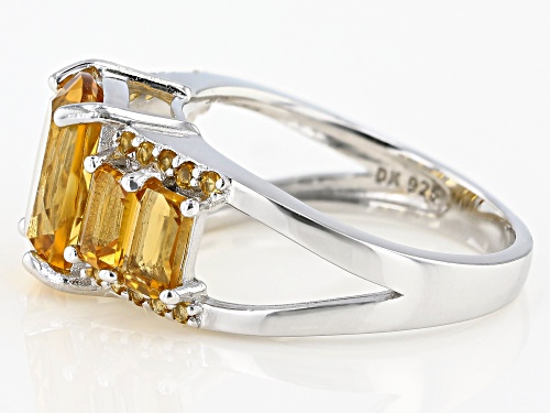 3.12ctw Mixed Shape Golden Citrine Rhodium Over Sterling Silver Ring - Size 7