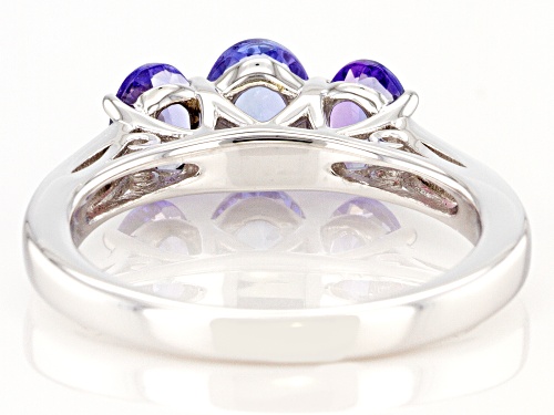 1.45CTW OVAL TANZANITE WITH .13CTW PINK SPINEL RHODIUM OVER STERLING SILVER RING - Size 8