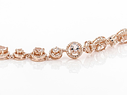 3.40CTW PEACH MORGANITE WITH 1.27CTW WHITE TOPAZ 18K ROSE GOLD OVER SILVER BRACELET - Size 8