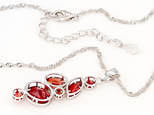 3.97ctw Mixed Shape Lab Created Padparadscha Sapphire Rhodium Over Silver Pendant with Chain