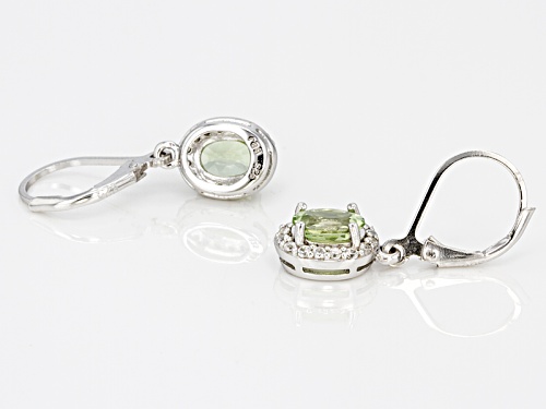 1.37ctw Oval Brazilian Amblygonite With .24ctw Round White Zircon Sterling Silver Dangle Earrings