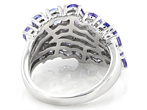 2.86ctw Oval And  Round Tanzanite With .16ctw Round White Zircon Sterling Silver Band Ring - Size 5