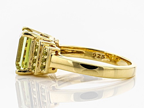 2.23ct Emerald Cut Yellow Apatite w/ .23ctw Round Yellow Sapphire 18k Gold Over Sterling Silver Ring - Size 8