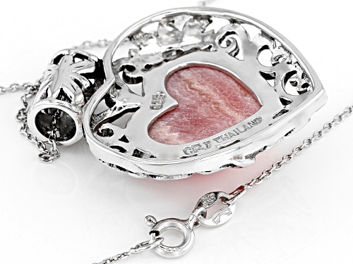 17x15mm Heart Shape Rhodochrosite Sterling Silver Solitaire Pendant With Chain