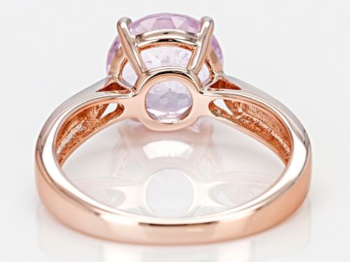 3.02CT ROUND KUNZITE 18K ROSE GOLD OVER STERLING SILVER SOLITAIRE RING - Size 10